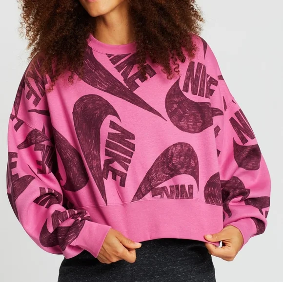 Nike Women's Pink Graphic Crew Neck Sweater - Picture 3 of 14